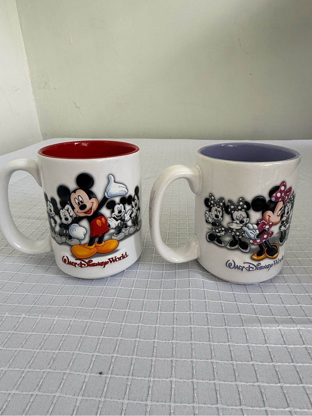 3D Disney Mickey & Minnie Mouse Walt Disney World Mug Set Ceramic Collectible